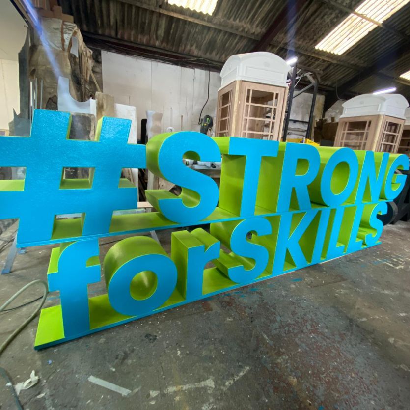Large 3d letters #strong for skills