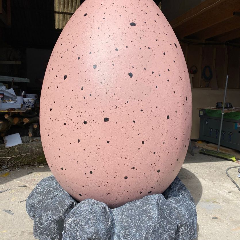 Giant dino egg prop pink & black 