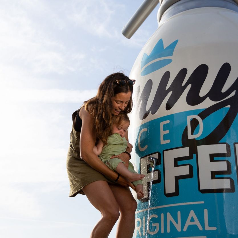 Giant Jimmy's iced coffee shower beach prop 