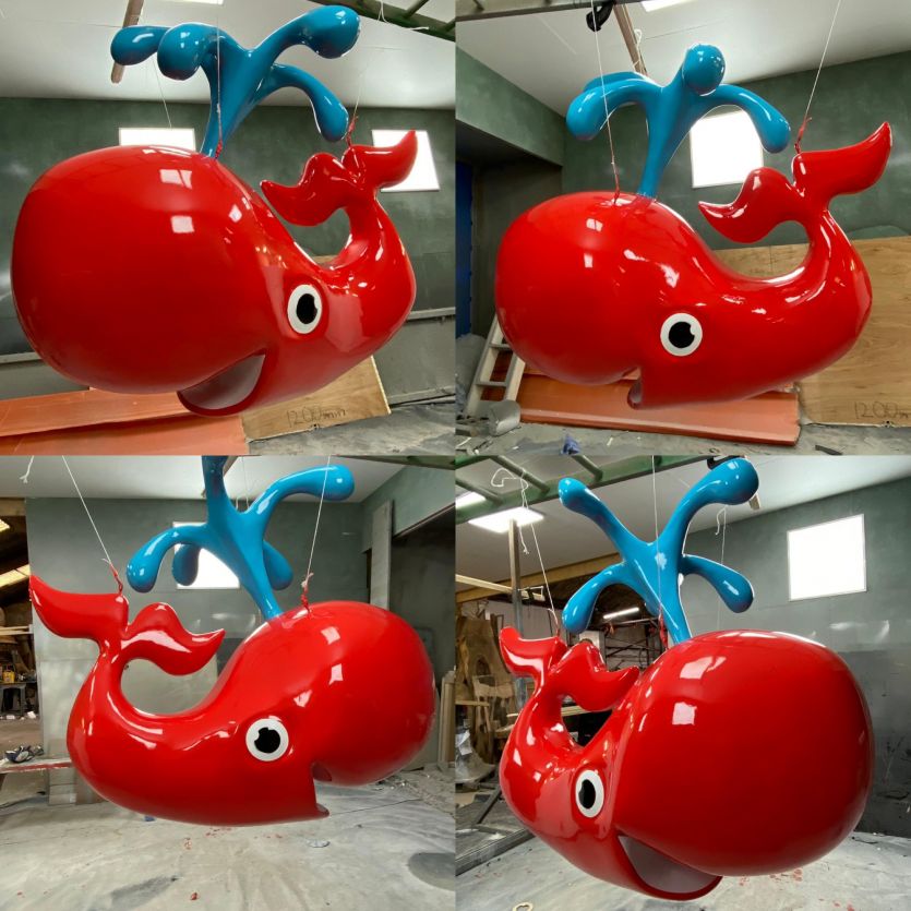 red whale prop for the Red whale swimming school  in Switzerland 