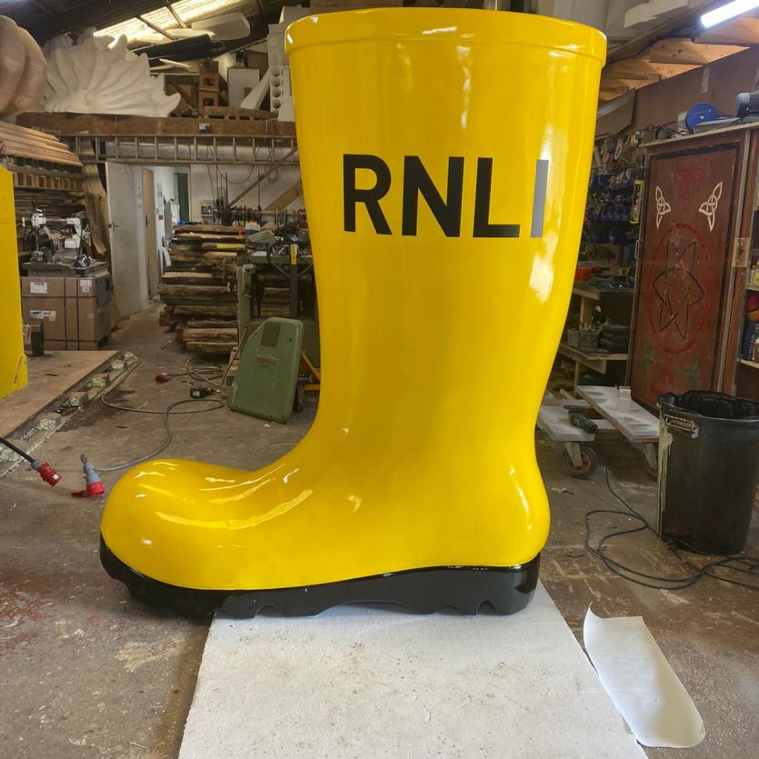 giant yellow RNLI welly prop