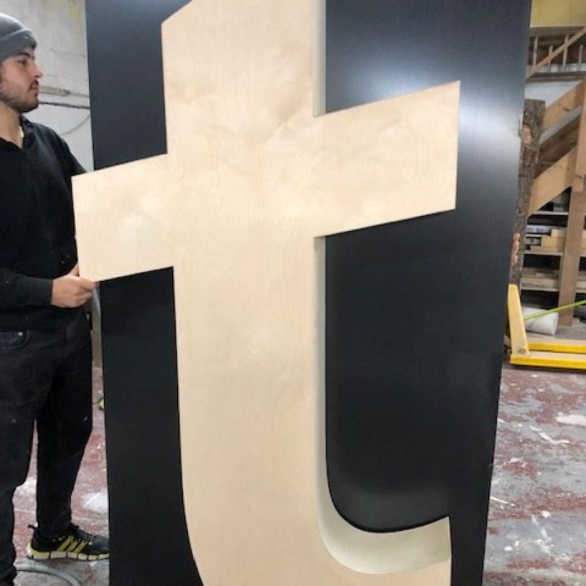 Large ply wood letter sign - t