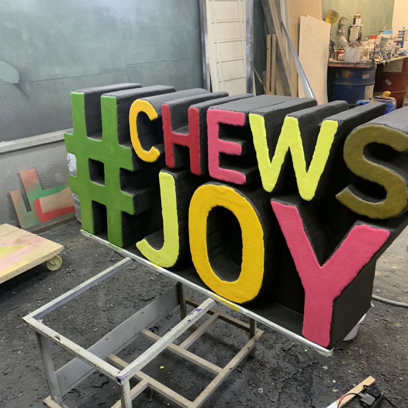 Large colourful 3d letters - #Chewsjoy