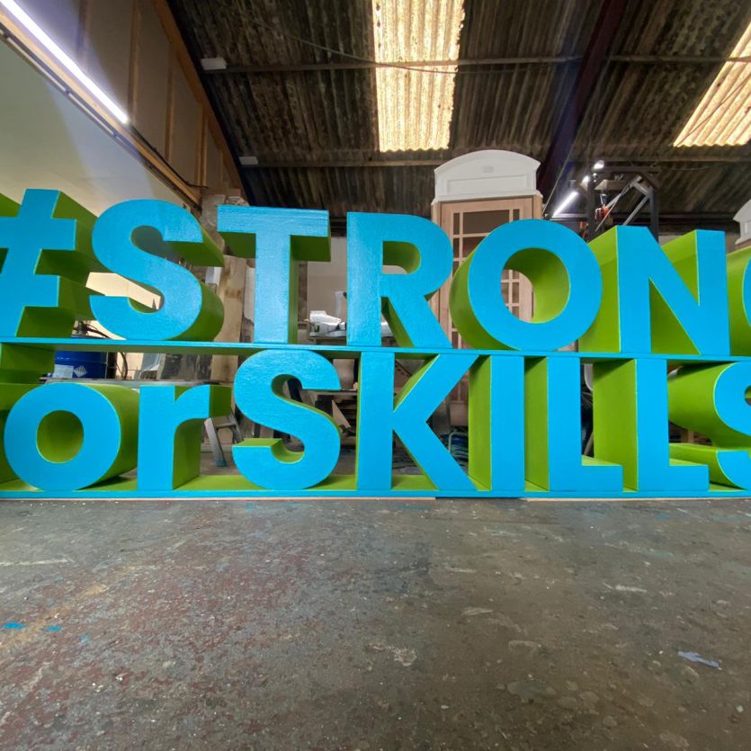 Large 3d letters #Strong for skills 
