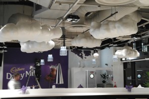 White fluffy clouds, custom interior elements