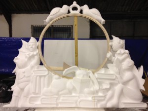 Magical frame for clock, imaginative sculptural elements