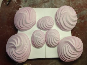 Giant meringues Candy cloud installation
