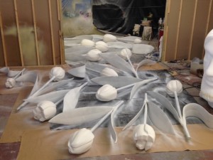 Giant Tulips spray painted