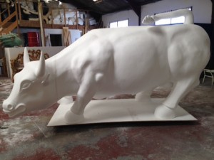 Hand carved Bull lifesize sculpture in the making