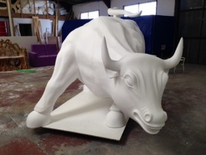 Hand carved Bull lifesize sculpture in the making