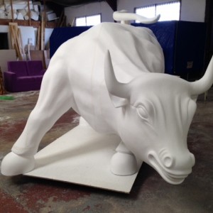 Hand carved Bull lifesize sculpture in the making