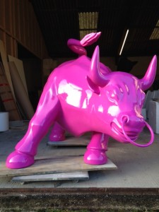 Life-size quirky pink bull project