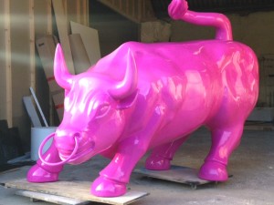 Life-size quirky pink bull project