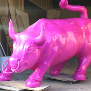 Life-size quirky pink bull project
