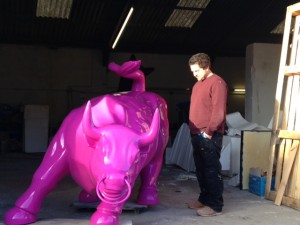 Life-size quirky pink bull project