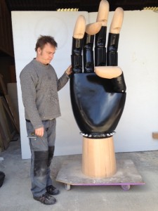 Giant hand with wooden elements