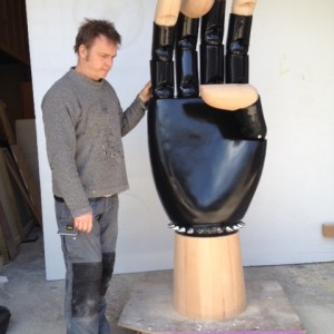 Giant hand with wooden elements