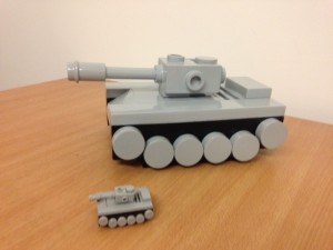 scaled up 3d lego models in the making