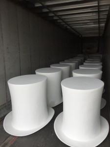 We created 50 1m high top hats for Hatfield