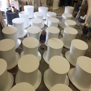 We created 50 1m high top hats for Hatfield