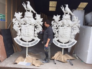 Stone effect crests we created for Falmouth university