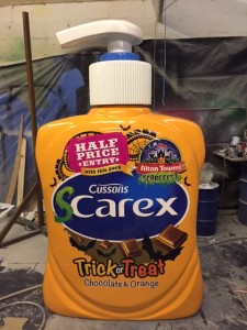 large hand soap replica in the making