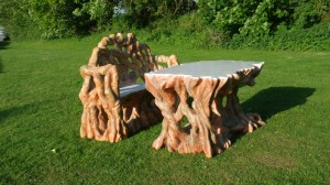 Bespoke garden furniture table and bench