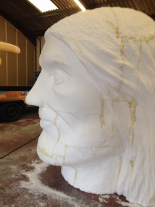 Giant bust sculpture, first stage sculpting