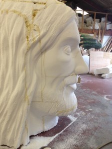Giant bust sculpture, first stage sculpting