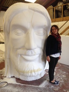 Giant bust sculpture, first stage sculpting