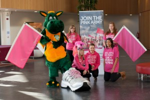 Our giant trainer prop at Race for life campaign