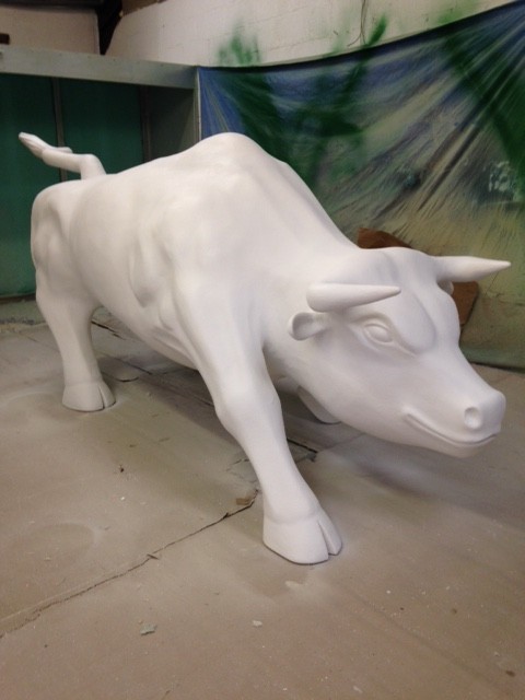 Hand carved life size Bull sculpture