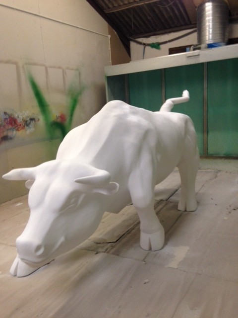 Hand carved Bull - life size sculpture
