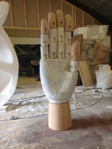 Bespoke window display elements : we created an oversized mannequin hand
