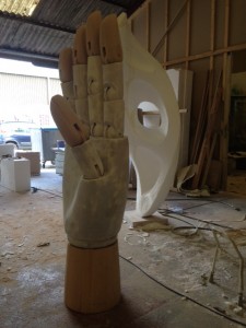 Bespoke window display elements : we created an oversized mannequin hand