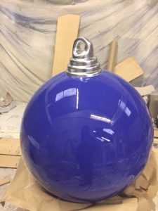 Overs sized Chrsitmas bauble we created in royal blue