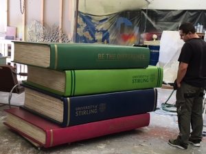 Giant stack of books prop