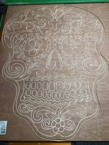 day of the dead CNC cut pattern panel