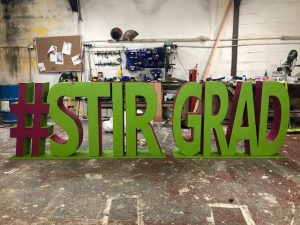 large 3d letters #STIRGRAD