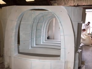 Themed igloo and penguins events stand