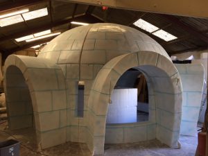 Themed igloo and penguins events stand