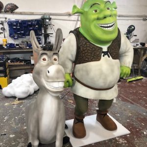 Life size models of Shrek and Donkey