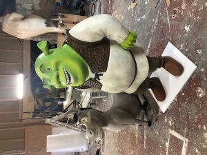 Life size models of Shrek and Donkey