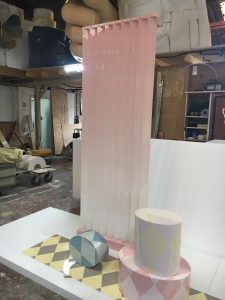Venetian style perspex blind window display