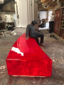 Contemporary red light seat